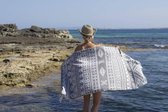 Hamamdoek Aztec Anthracite - 170x85cm - Dun Katoenen Strandlaken - Saunadoek - Saunalaken- Omslagdoek - Stranddoek - Reishanddoek - Plaid