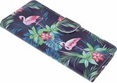 Samsung Galaxy A6+ (Plus) 2018 Flamingo Design Booktype Kunstleer Hoesje Met Pasjesruimte