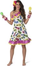 Funny Fashion - Natuur Groente & Fruit Kostuum - Tropisch Samba Costa Rica Ananas - Vrouw - Multicolor - Maat 44-46 - Carnavalskleding - Verkleedkleding