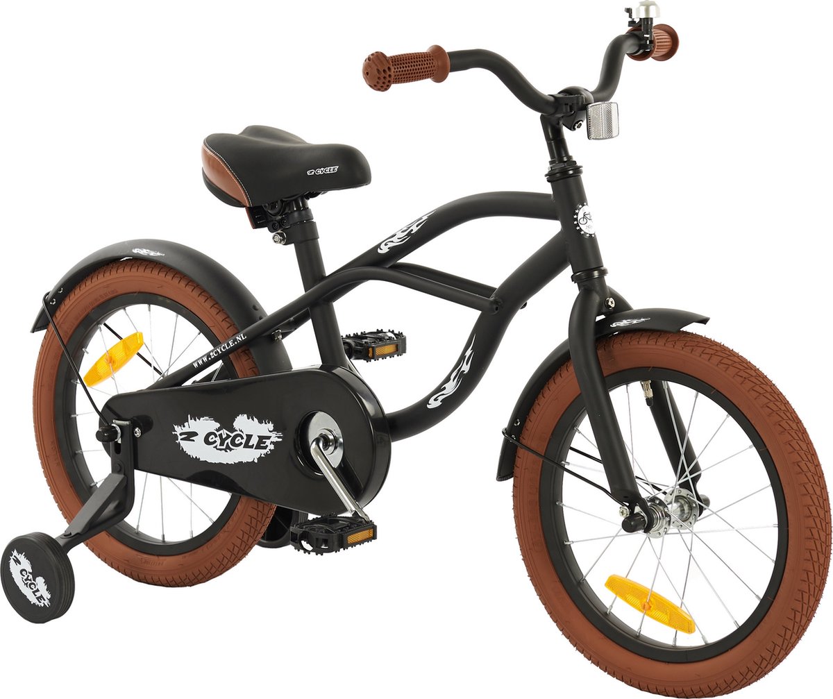 Toeschouwer Verduisteren Guggenheim Museum 2Cycle Cruiser Kinderfiets - 16 inch - Mat-Zwart - Jongensfiets | bol.com