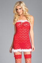 BeWicked Lingerie Cami top -XL- BLAIR SEMI-SHEER LACE CAMI SUSPENDER Rood