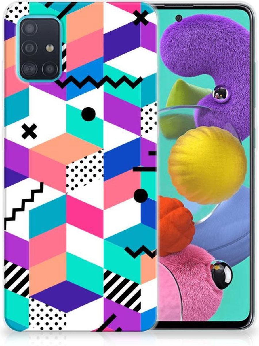 Samsung Galaxy A51 TPU Hoesje Blokken Kleurrijk