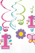 Swirl Decoration 12 x Sweet birthday 1 Girl