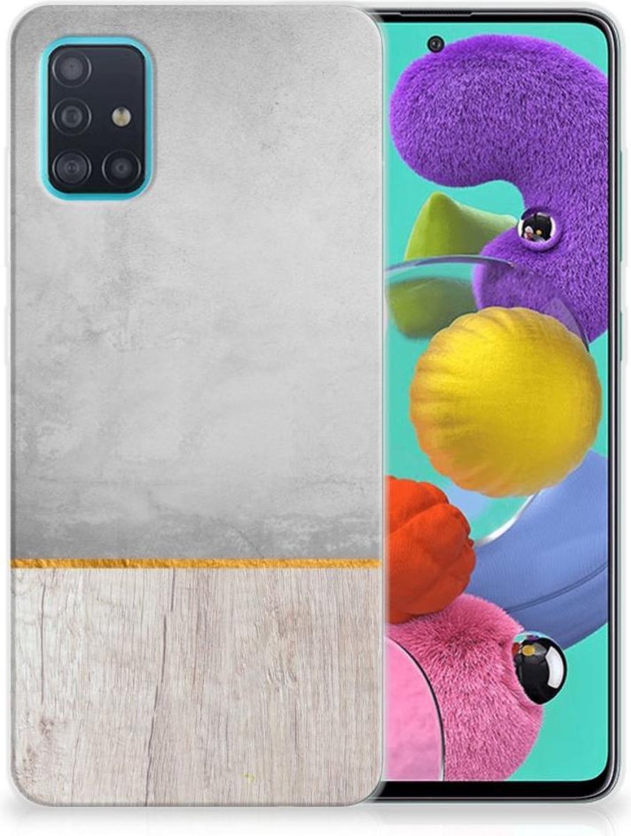 Samsung Galaxy A51 Bumper Hoesje Wood Concrete