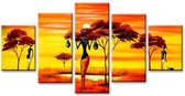 Schilderij - Afrika, Geel/Oranje, 160X80cm, 5luik