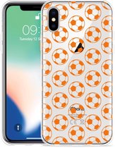 Geschikt voor Apple iPhone Xs Hoesje Orange Soccer Balls - Designed by Cazy