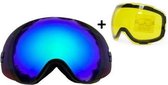 5one® Alpine 2 kinder skibril - Green revo + gele lens - antic-ondens