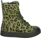 Shoesme BOOTS Meisjes Biker boot - Ponyhair groen panterprint - Maat 26