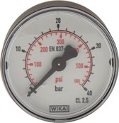 0..40 Bar Manometer Achteraansluiting Kunststof/Messing 50 mm Klasse 2.5 - MW04050PH