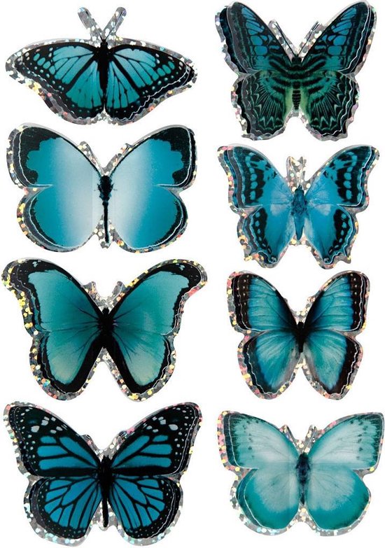 Anoi navigatie uitslag 3D stickers afm 20-35 mm blauw vlinders 8stuks | bol.com