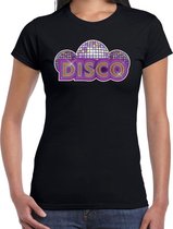 Disco feest t-shirt zwart voor dames - discofeest / party shirt - 70s / 80s party outfit XL