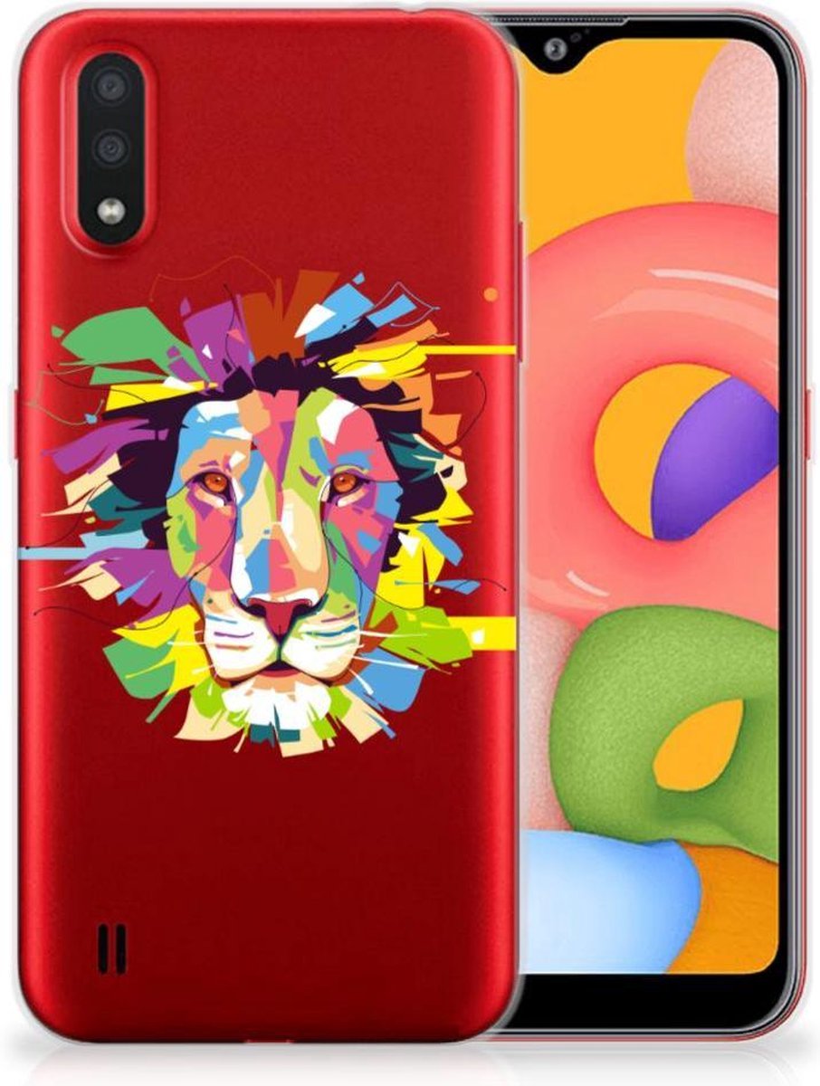 Back Cover voor Samsung Galaxy A01 Telefoonhoesje met Naam Lion Color