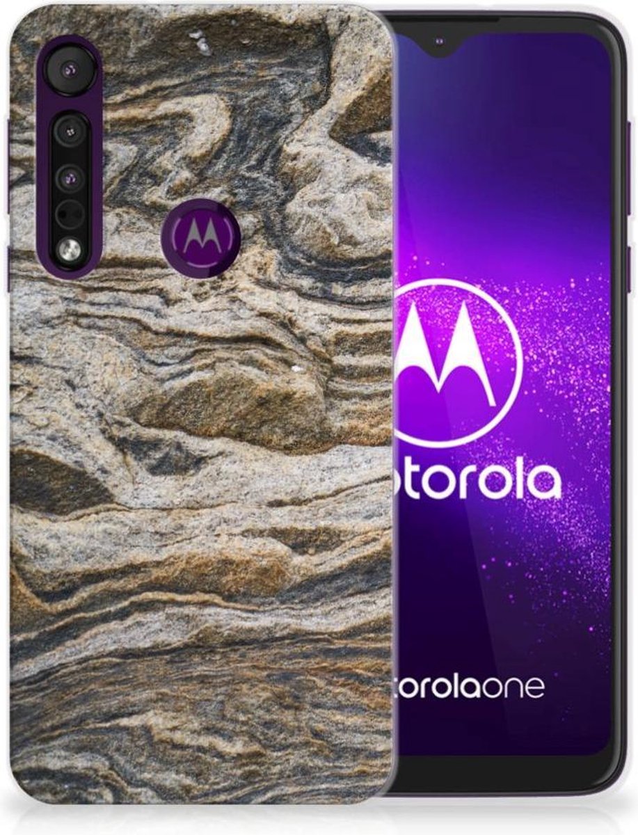 Motorola One Macro TPU Siliconen Hoesje Steen