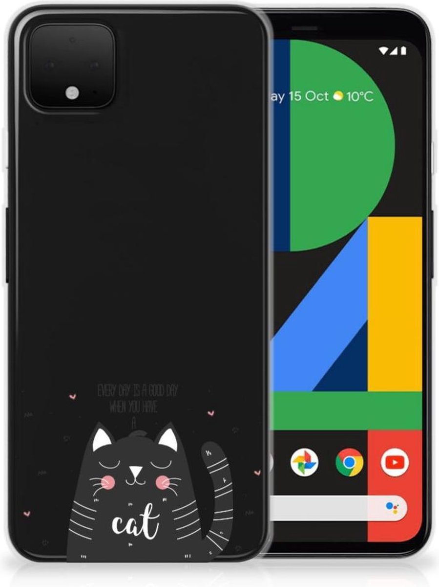 Google Pixel 4 XL Telefoonhoesje met Naam Cat Good Day