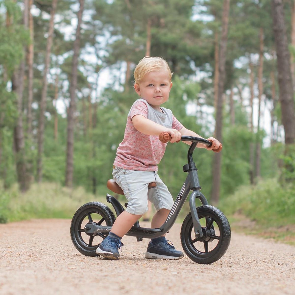 Bandits & Angels Metalen Loopfiets Starter Grijs met Voetenplank vanaf 2 Jaar - Limited Edition - Grijze Loop Fiets - Verstelbaar Zadel 29 tot 39 cm - Voor Jongens en Meisjes - Compact en Veilig - Lage Instap met Voetenplank — afbeelding 2