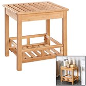 Badkamerbankje van bamboe hout - Stevig houten stoel / bankje voor badkamer - Handig als badkamerkruk / badkamerstoel - Decopatent®