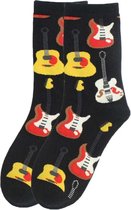 Heren sokken - zwart - print gitaar - maat 40-46