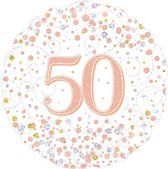 Folie-ballon 18 inch 45.7 cm 50th Sparkling Fizz Birthday White & Rose Gold Holographic