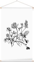 Bladtekening zwart-wit 7 - Foto op Textielposter - 40 x 60 cm