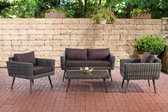 Clp Kiruna  - Loungeset - 5 mm Polyrotan Grijs gemêleerd - Bruin - 45 cm (donkergrijs)