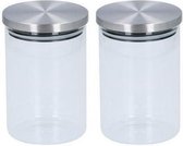 2x Pot à bonbons en verre pot 15 cm - 800 ml - Boîtes de conservation avec couvercle