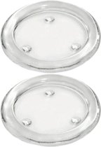 2x Ronde kaarsenhouders/kaars onderzetters van glas 11 cm - Glazen kaarsenhouders voor stompkaarsen tot 8 cm doorsnede - Woondecoraties