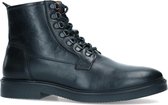 Manfield - Heren - Zwarte leren veterboots - Maat 41
