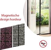 Design Magnetische Hordeur Kleur Zwart met Roze Tekst
