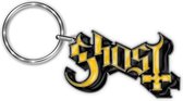 Ghost Metalen Die Cast Relief Logo Sleutelhanger Zilver/Zwart/Geel