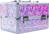 Beautycase - Nagel / Make Up koffer - Hologram Unicorn Iriserend Flakes Design