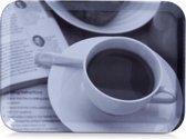 1x Dienbladen kunststof met koffieprint 30 x 22 cm - Keukenbenodigdheden - Dranken serveren - Serveerbladen/Dienbladen met koffie opdruk