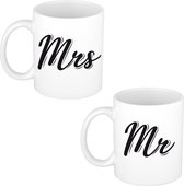 Mug blanc Mr et Mme cadeau / tasse - 330 ml - céramique - mariage / mariage / anniversaire - mugs cadeaux pour couples / mariés
