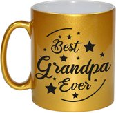 Best Grandpa Ever cadeau koffiemok / theebeker - goudkleurig - 330 ml - verjaardag / bedankje - mok voor opa