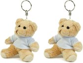 Set van 2x stuks teddybeer/beren sleutelhangers 10 cm - Kleine dieren knuffels