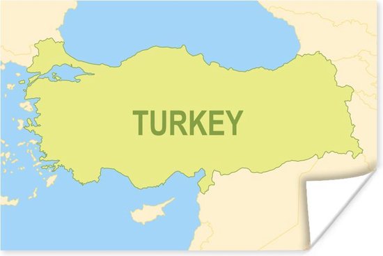 Bol Com Illustratie Van Een Groene Kaart Van Turkije Poster 120x80 Cm Foto Print Op Poster