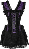 Attitude Holland Korte korset jurk -XL- Burlesque dress short Gothic, vampire, victoriaans Paars/Zwart