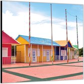Dibond –Gekleurde Huisjes– 50x50 Foto op Aluminium (Wanddecoratie van metaal)