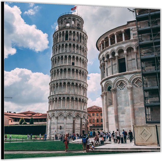 Dibond –Toren van Pisa - Italië– 80x80 Foto op Aluminium (Met ophangl)