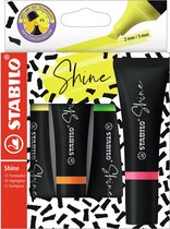 STABILO Shine - Markeerstift - Unieke Tube Vorm En Modern Design - Etui Met 4 Kleuren