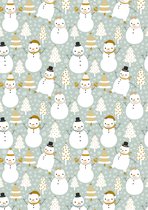Kerst inpakpapier Sneeuwpop Groen- Breedte 70 cm - 200m lang - K691940-4-70cm