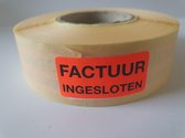 Sticker met "Factuur Ingesloten" erop - Formaat: 40 x 20 mm - Materiaal: rood radiant