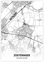 Zoetermeer plattegrond - A3 poster - Zwart witte stijl