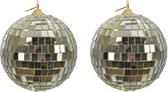 2x Gouden disco spiegelballen kerstballen 8 cm - Kerstboomversiering/kerstversiering discobollen/discoballen