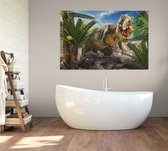 Dinosaurus T-Rex tropical attack - Foto op Canvas - 150 x 100 cm