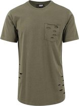 Urban Classics Heren Tshirt -S- Ripped Pocket Groen