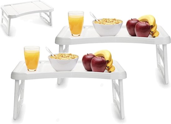 2x stuks ontbijt op bed tafeltje/dienblad - 51 x 33 cm - Bedtafel/dienblad/serveerblad voor laptop, tablet, boek of ontbijt - Schoottafeltjes