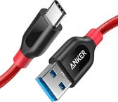 Let op type!! ANKER USB-C / Type-C Interface Pullable karren gegevens oplaadkabel voor Huawei / Meizu / Samsung  lengte: 0.9m(Red)