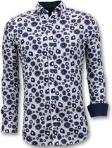 Luxe Aparte Casual Heren Overhemden - Digitale Print - 3058 - Wit