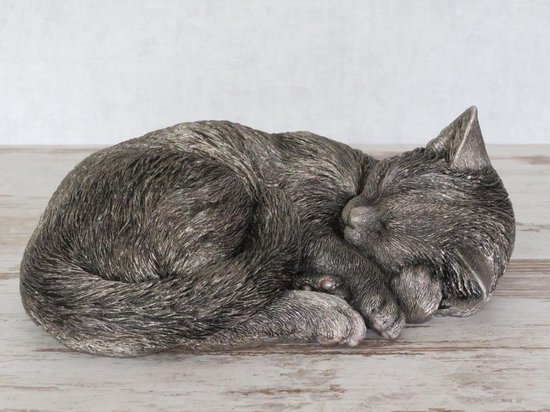 kattenurn asbeeld Kat slapend antiek brons 26 cm kat