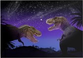 Dinosaurus T-Rex tropisch nachtkoppel - Foto op Forex - 40 x 30 cm